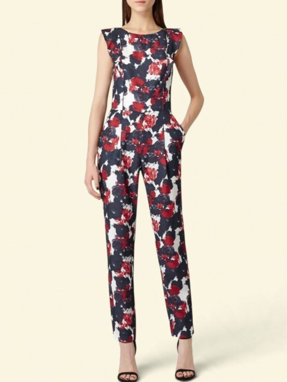 REISS Sierra Ruffle Floral Jumpsuit - Size 6